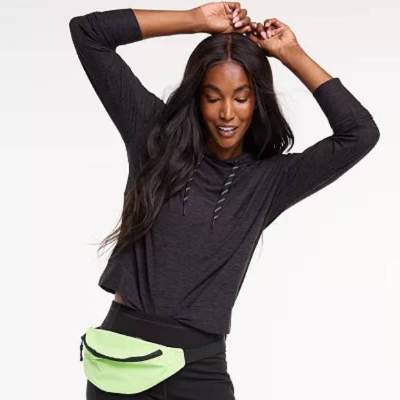 FLX by Kohls Wander Popover Hoodie, XS,Heathered Coal/Black, NWT - Picture 4 of 10